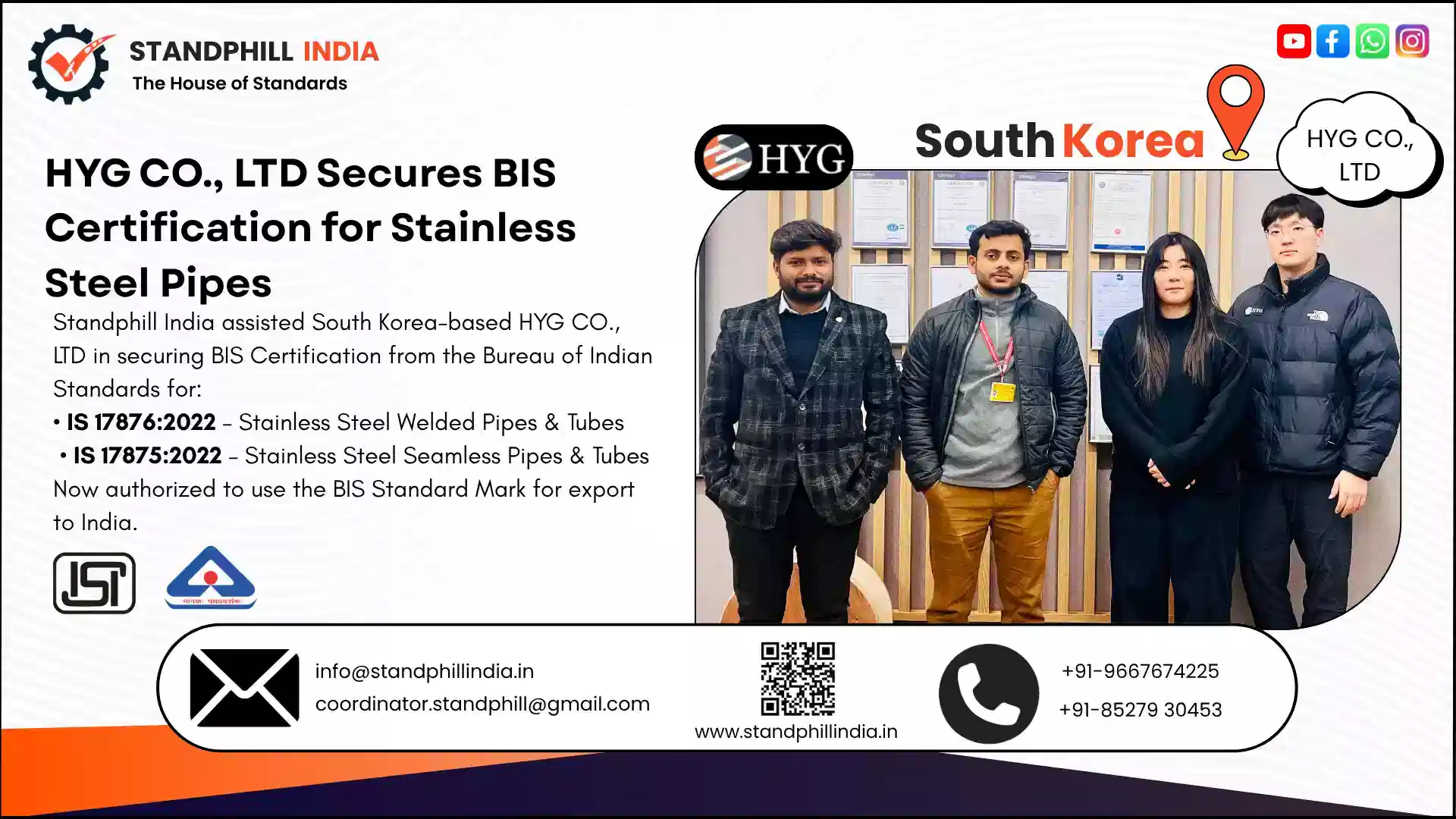 Standphill India completed BIS audit for Cupron Industries under IS 2603:1983